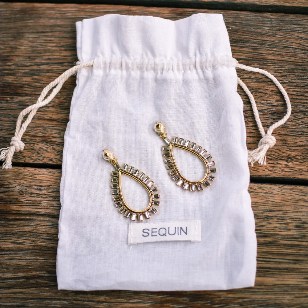 Sequin NYC Baguette Teardrop Earrings